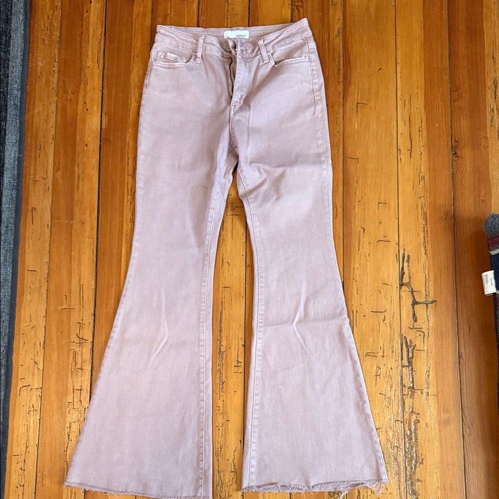 VERVET BY FLYING MONKEY Dusty Pink Flare Jeans
